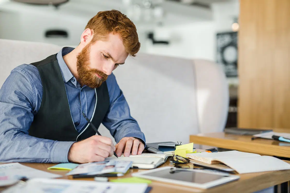 A manager reviewing an employee discipline report