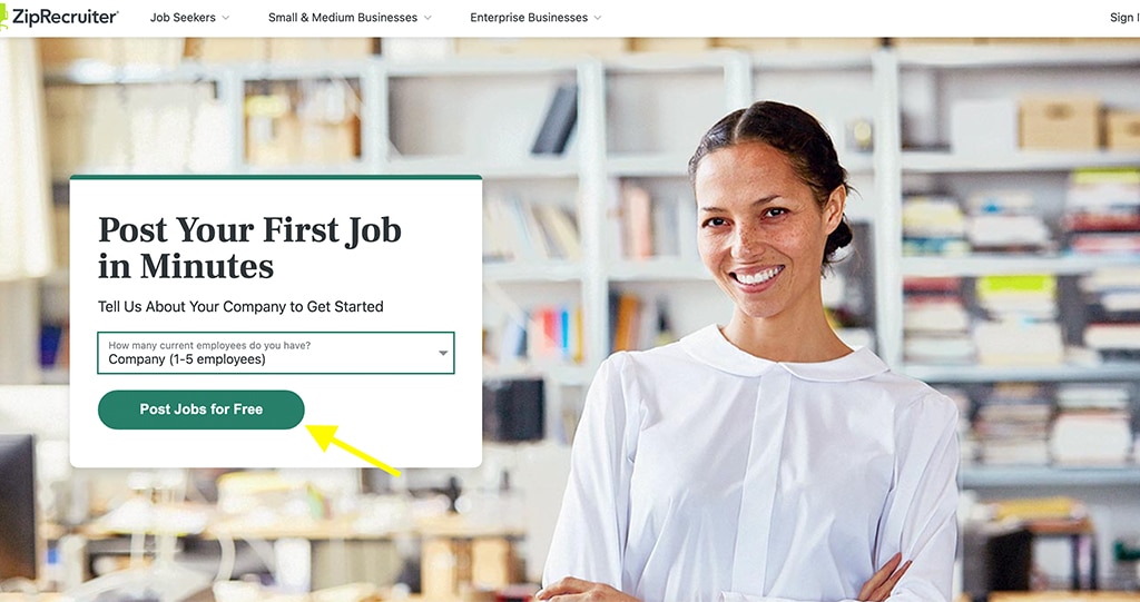 Click the green “Post Jobs for Free” button.