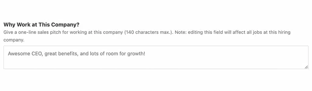 Enter your Company Highlights. Make sure you keep it under 140 characters.