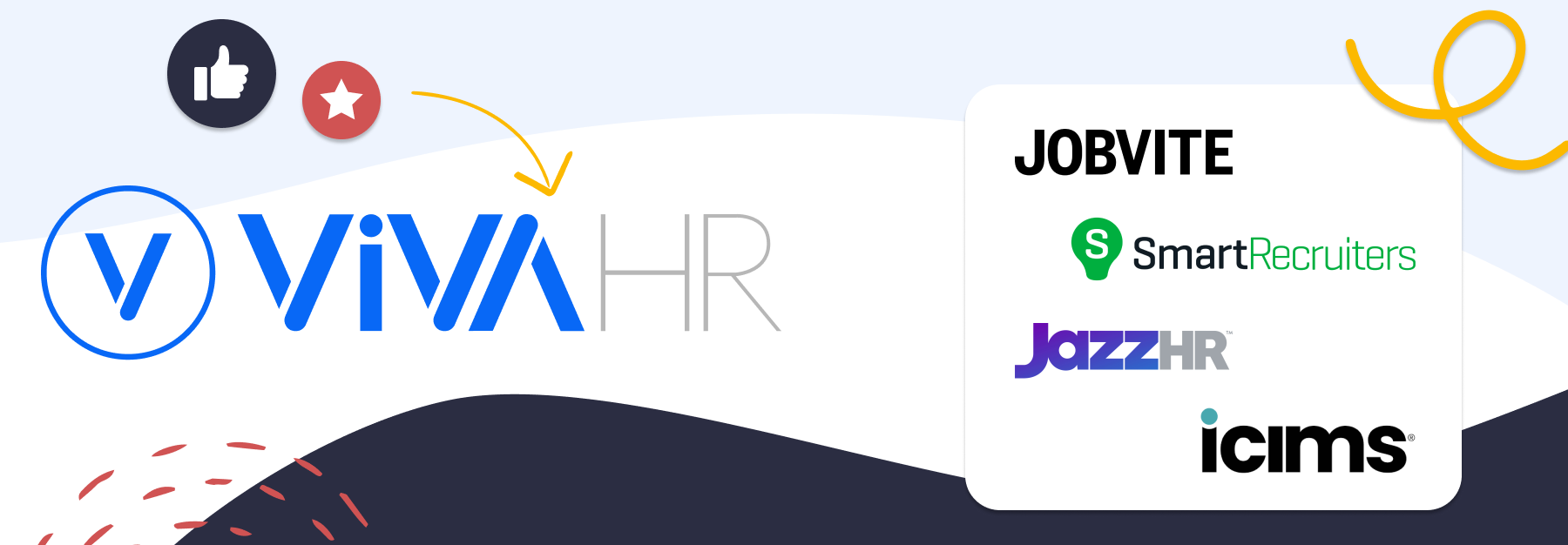 Jobvite Competitors And Alternatives Find The Best Ats image. It has logos for VIVAHR, jobvite, smartrecruiters, jazzhr, and icims. 