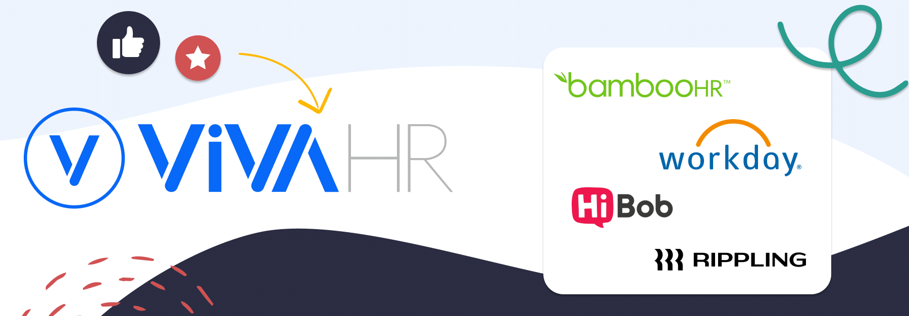 Logos for BambooHR, Workday, HiBob, Rippling and VIVAHR 