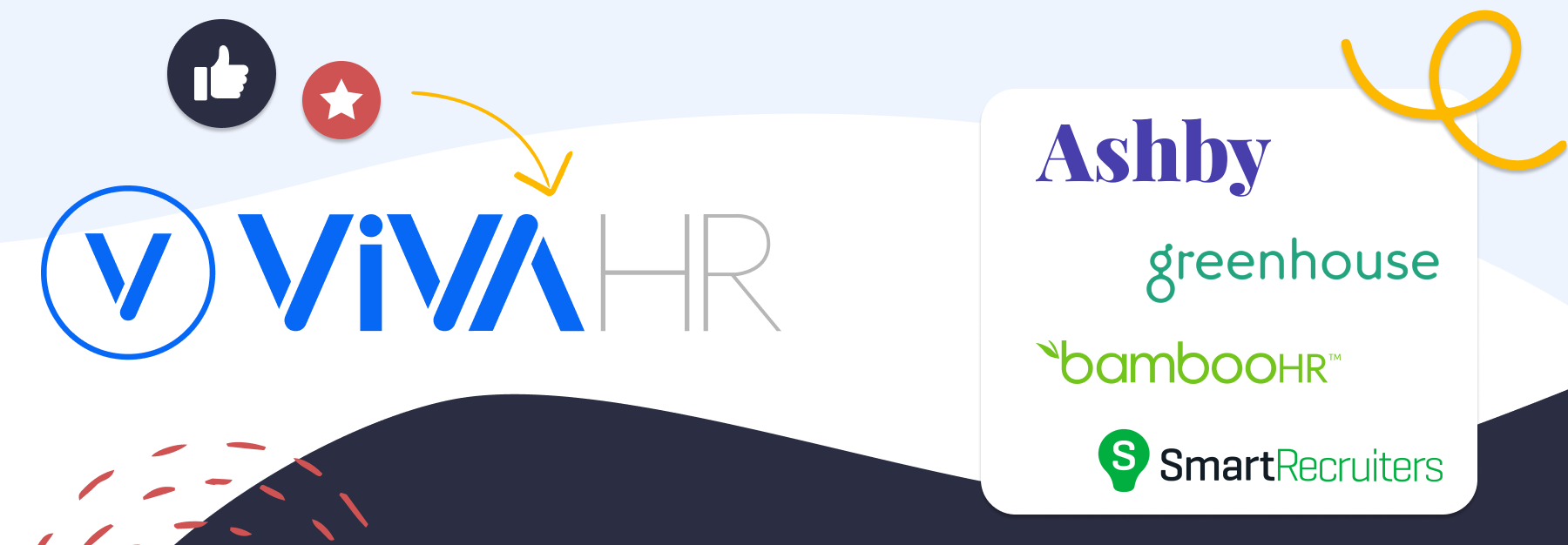 image showing logos of top four Ashby Competitors, VIVAHR, Greenhouse, BambooHR, and SmartRecruiters. 