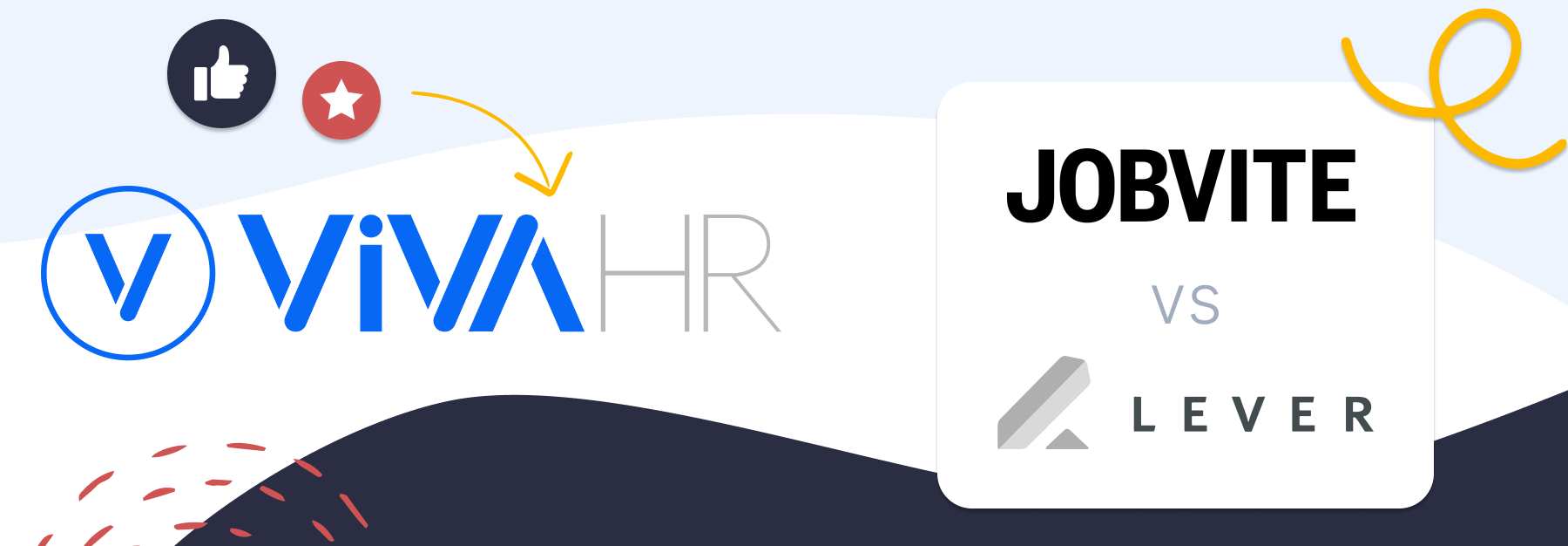 Image showing logos of Jobvite Vs Lever and their ATS alternative VIVAHR.