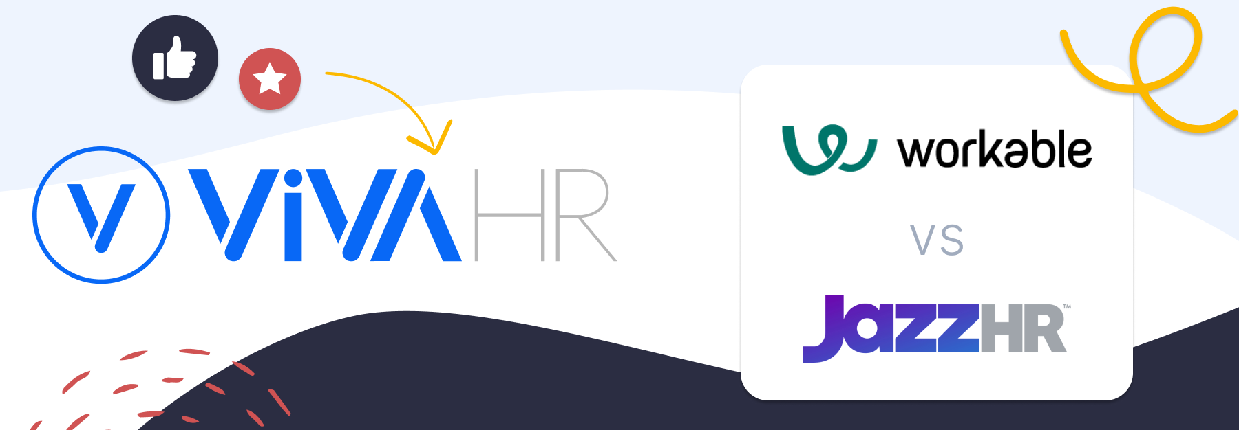 image showing logos of Workable Vs Jazzhr and their better alternative VIVAHR