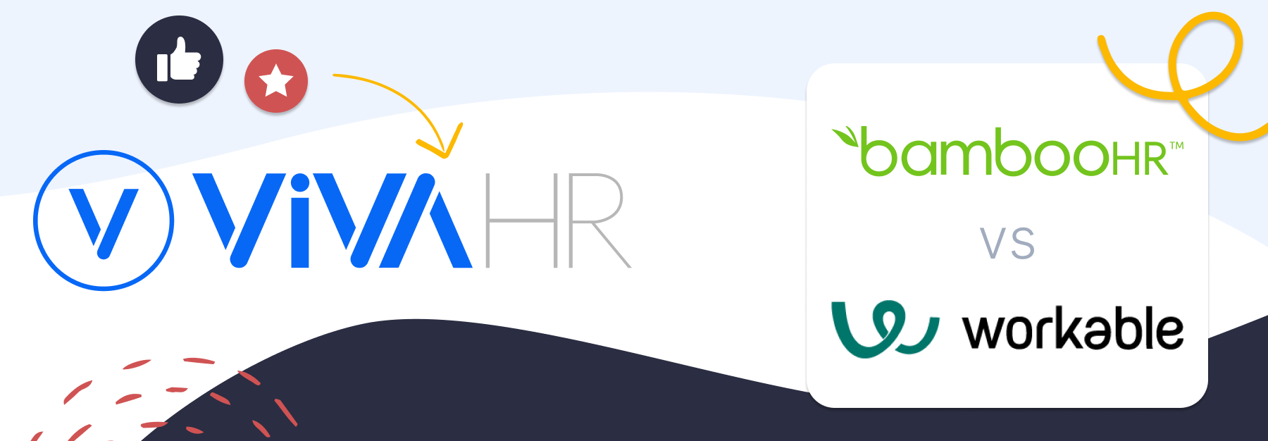 image showing logos of Bamboohr Vs Workable and their alternative VIVAHR. 