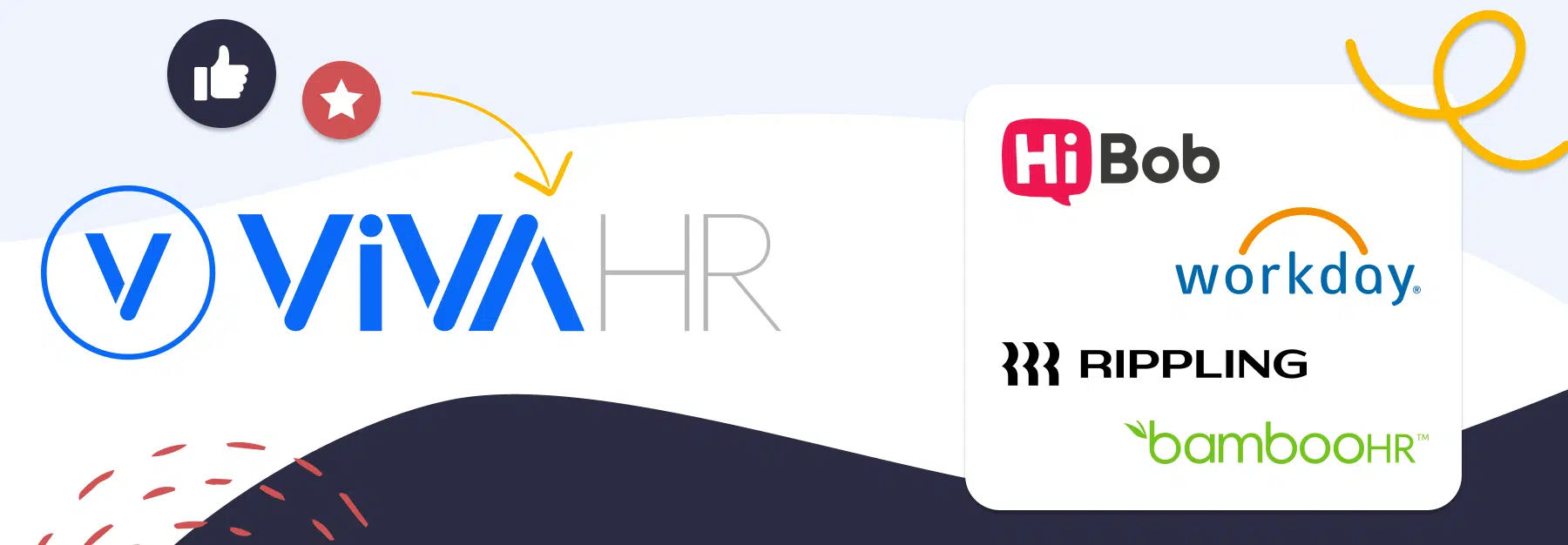 Hibob Competitors Which Is The Best Ats Solution? Image shows competitor logos VIVAHR, workday, Rippling, and BambooHR. 