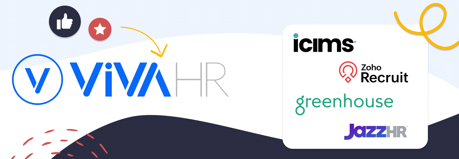 image showing logos of icims Competitors, Zoho Recruit, Greenhouse, JazzHR, and VIVAHR.