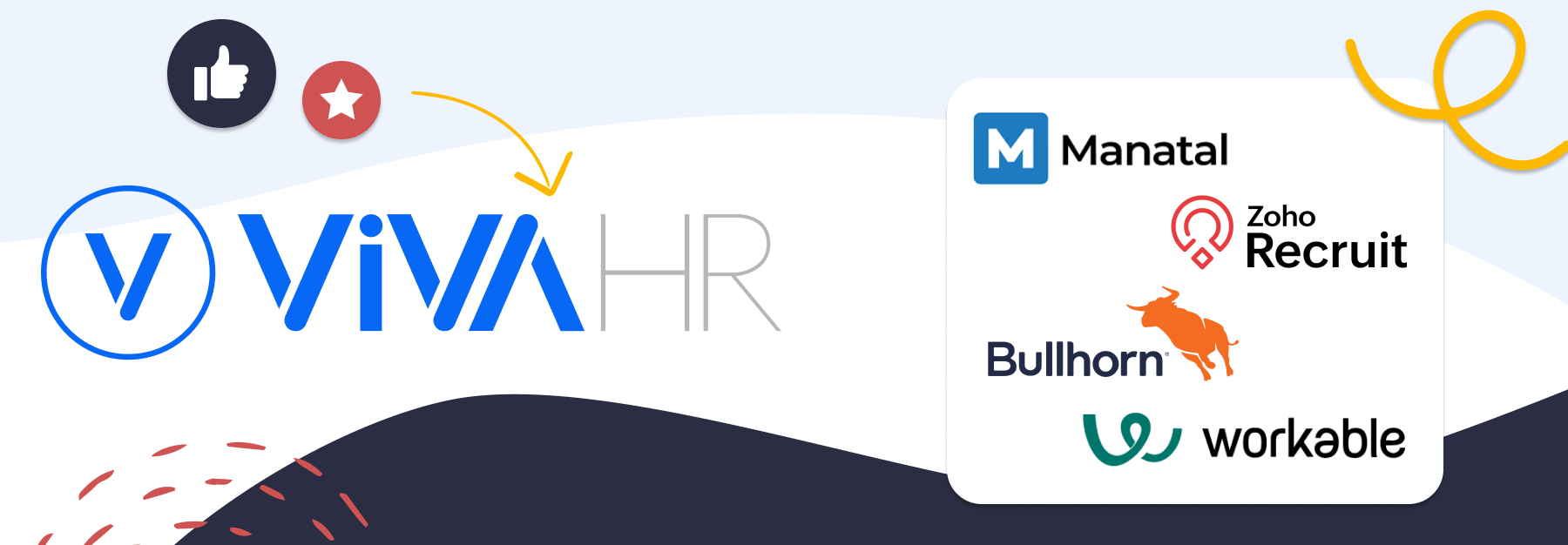 image showing logos of Manatal Alternatives Zoho Recruit, Bullhorn, Workable, and VIVAHR. 