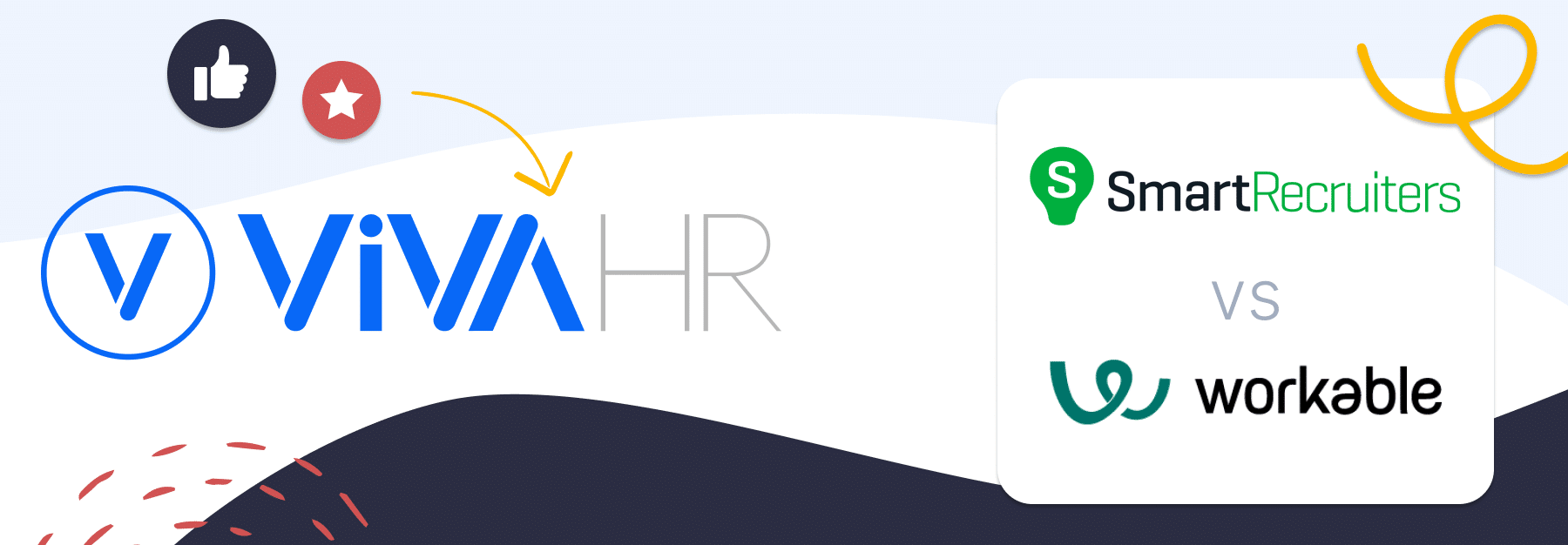 image showing logos of Smartrecruiters Vs Workable and their ATS alternative VIVAHR.