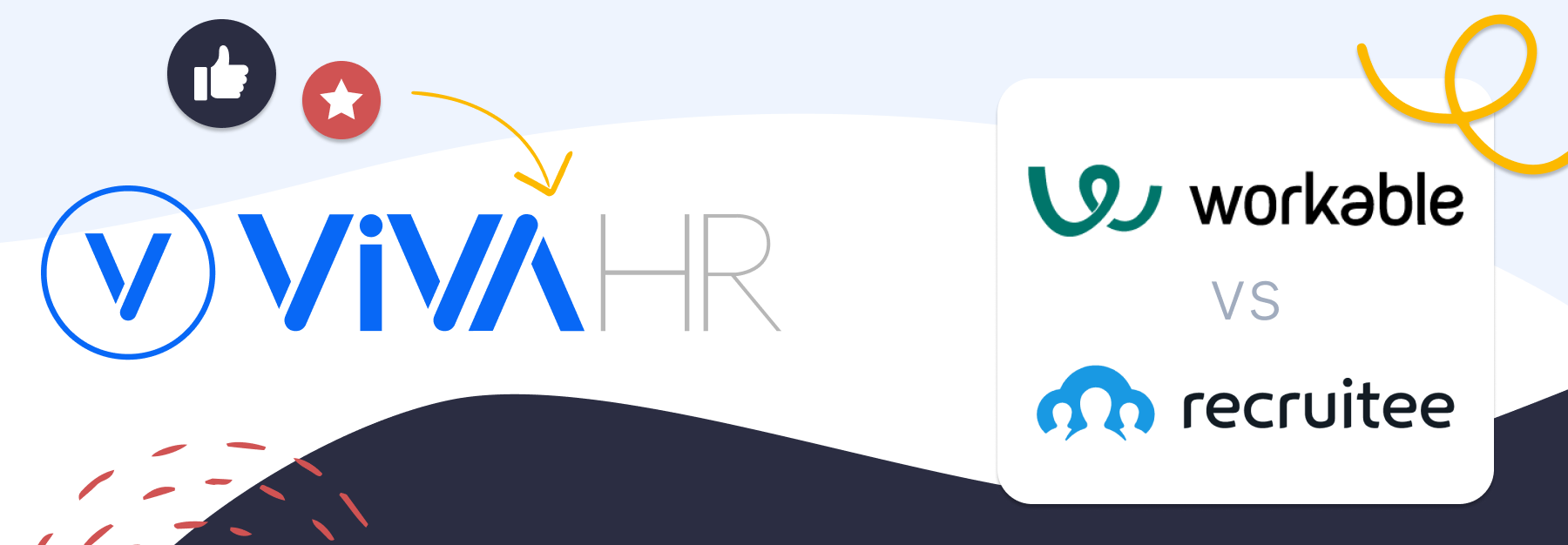 image showing logos of Workable Vs Recruitee and their alternative VIVAHR.