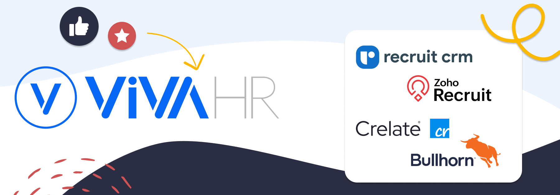 image showing logos of Recruit Crm Alternatives and the alternative VIVAHR