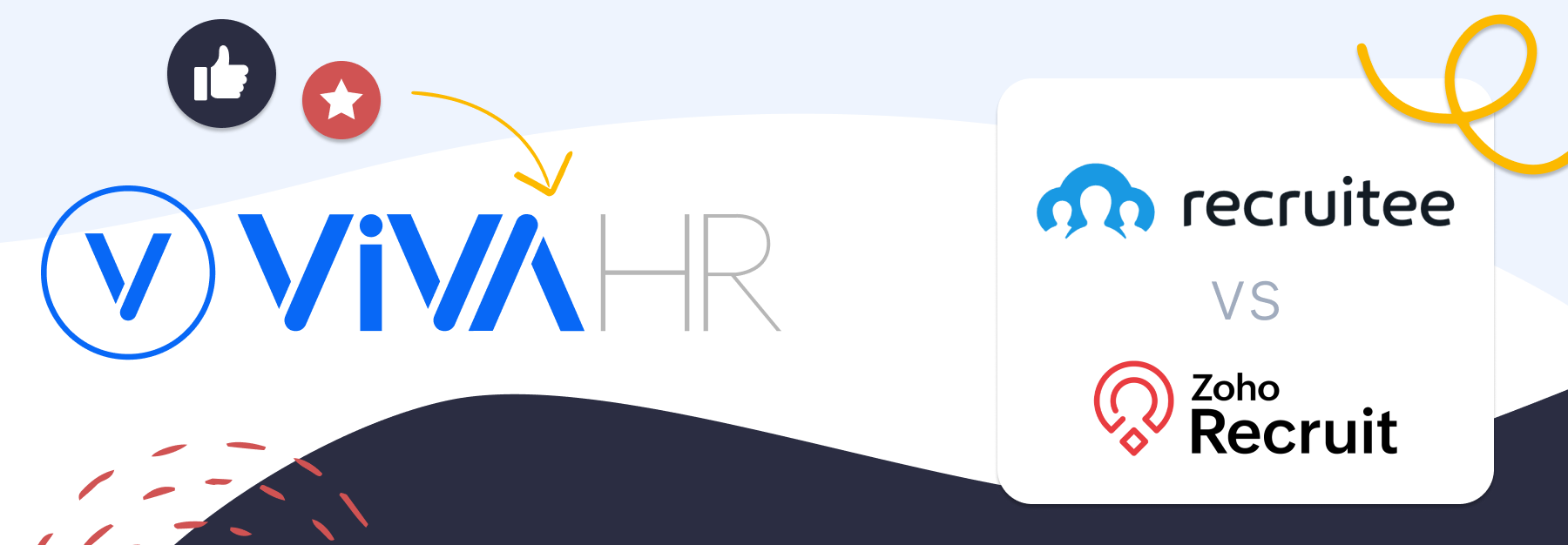 image showing logos of Recruitee Vs Zoho Recruit and their alternative VIVAHR