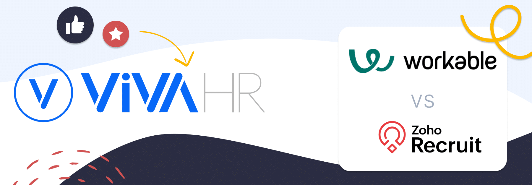 image showing logos of Workable Vs Zoho Recruit and their alternative VIVAHR