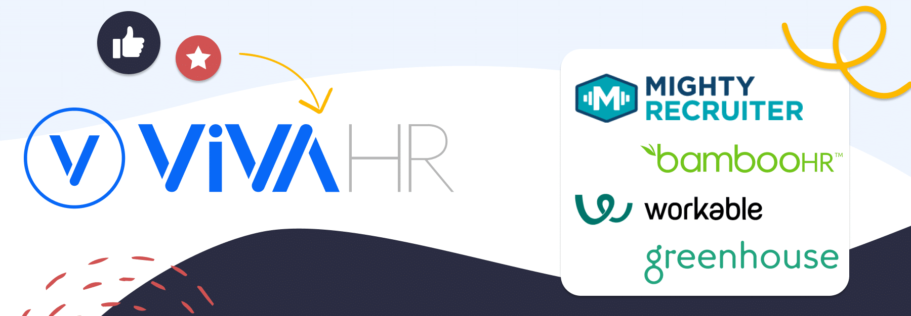 image showing logos of Mightyrecruiter Competitors and the alternative VIVAHR