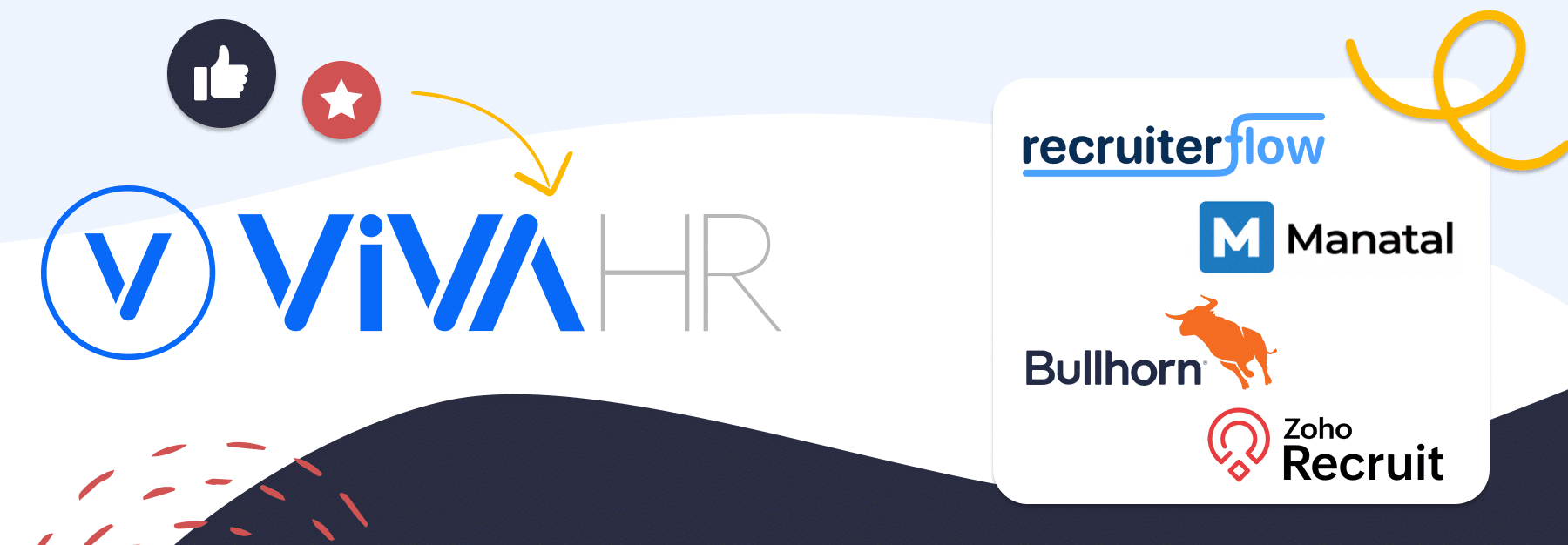 image showing logos of Recruiterflow Alternatives and the alternative VIVAHR